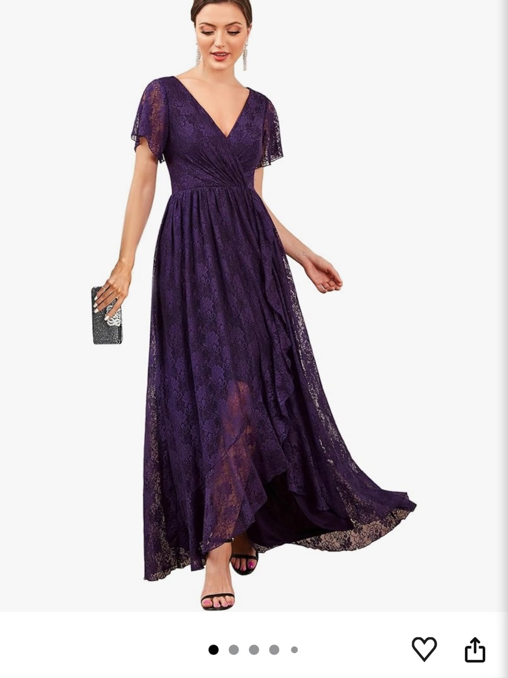Ever Pretty Deep Purple Lace Wrap Maxi Dress
